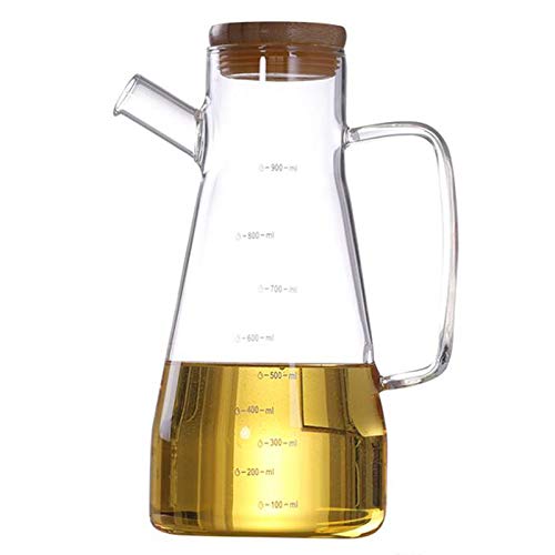 Giyofom 900 Ml Transparente GlasöLflasche mit GrifföLflasche, Geeignet für KüChengeräTe SojaessigsaucenbehäLter von Giyofom