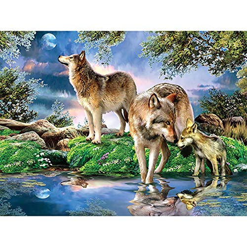 Giyuco Wölfe Diamond Painting Set 5D Diamant Painting Bilder Groß DIY Diamant Malerei Vollbohrer Kit Cross Stickerei Malerei Kits für Home Wall Décor Square Drill 30x40cm von Giyuco