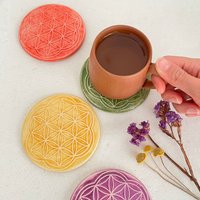 Pastelltöne Keramikfliesenuntersetzer 4Er-Set Oder Einzeln | Geschenk Für Freunde Esstisch Dekor von GizaConceptDesign