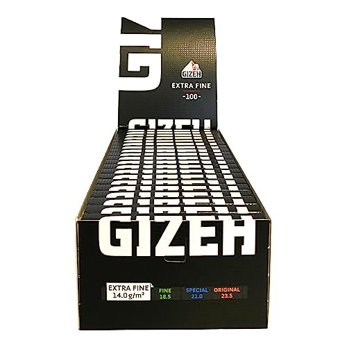 GIZEH BLACK Extra Fine Papers – Extra dünne Blättchen zum Selbstdrehen - Packung mit Magnetverschluss, recyclebar - 20er Pack á 100 Premium Paper (14 g/m²) von Gizeh