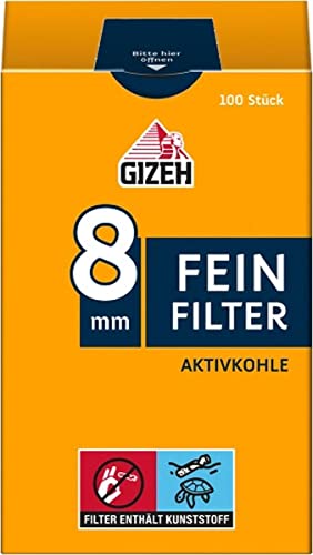 GIZEH Feinfilter Aktivkohle 8mm / 20er (Filter, Zigarettenfilter) von Gizeh