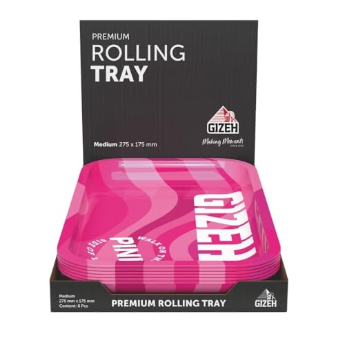 GIZEH Rolling Tray All PINK (M) - Premium Metal Tray im einzigartigen Design aus der All PINK Kollektion – Bauschale – hochwertig verarbeitet - 275 mm x 175 mm x 23 mm von Gizeh