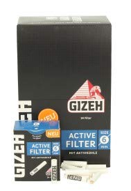 Gizeh 102 x Active Tips Slim Aktivkohlefilter 6mm 3x34er Filtertips von Gizeh