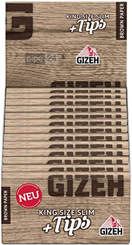 GIZEH - Brown Paper King Size Slim plus Tips - 26 Heftchen mit je 34 Blättchen + 34 Tips von Gizeh