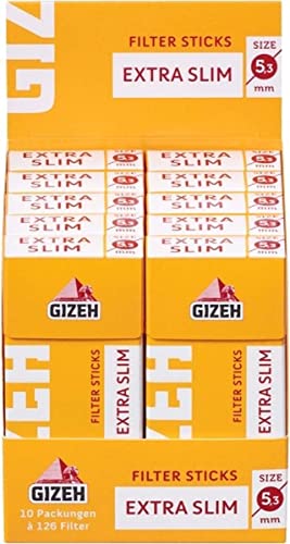 Gizeh 19878 2 x Sticks Extra Slim-5,0 mm Durchmesser-15 mm Länge-2 x 10 Packungen a 126 2520 Filter, Papier von Gizeh