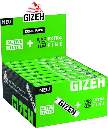 Gizeh 20705 Black King Size Slim + Activ Filter-16 Heftchen a 34 Blatt + 16 Activfilter, Papier, weiß von Gizeh