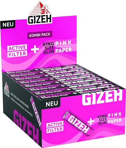 Gizeh 20706 Pink King Size Slim + Activ Filter-16 Heftchen a 34 Blatt + 16 Activfilter, Papier, weiß von Gizeh