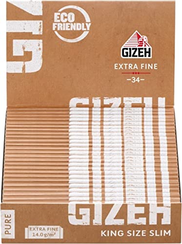 Gizeh 411110053 Pure King Size Slim - Langes Papier, 25 Heftchen x 33 Blättchen, Bio Hanf von Gizeh