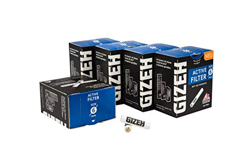Gizeh ACTIV Filter Slim 5x34er Ø 6 mm - 170 Stk Aktivkohlefilter - Joint Tips - Schadstoffarmer Rauchen von Gizeh