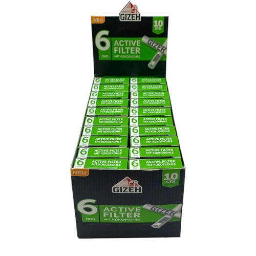 Gizeh Active Filter 6mm Aktivkohle Box mit 20 Schachteln à 10 Stück von Gizeh
