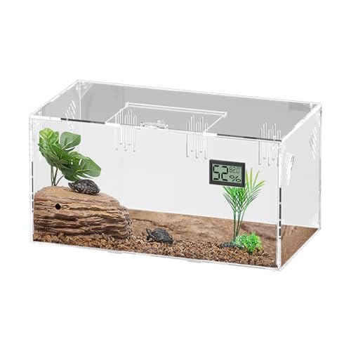 Giznzg Reptilien Terrarium Tank,Schnecken Terrarium Groß,Acryl Transparente Reptilien Insekten Futterbox mit Temperatur Hygrometer,Spinnen Terarium,Reptiliens Aufzuchtbox (Reptile-Tank-L(No Tray)) von Giznzg