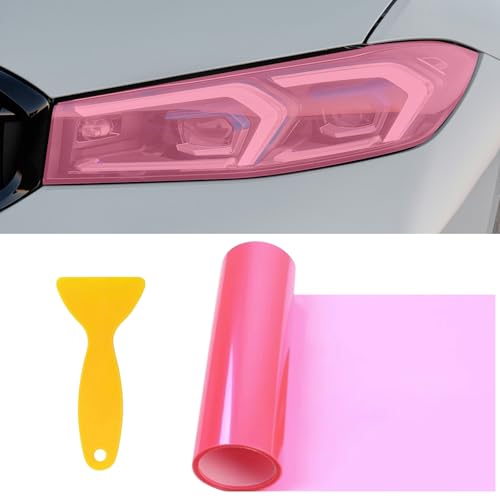 GizuInseti Tönungsfolie Auto Scheinwerfer Rückleuchten Folie 30 * 120Cm, Lampenfolie Folie Für Scheinwerfer Ückleuchten, Schutzfolie Sticker Auto Passgenau Selbstklebende (Rosa) von GizuInseti