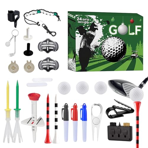 GjnjfdF Countdown Kalender - 24 Weihnachtsadventskalender Mit Golfbällen Und Tees,Sportzubehör Mit Ballmarker Für Vatertag Geburtstag Party Geschenk Für Vater Ehemann Freund von GjnjfdF
