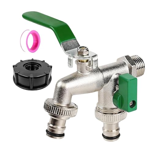 GjnjfdF Gartenschlauch Verteiler - 2-Wege Auslauf System Mit Wasserhahn Adapter | Metall-Zinklegierung Außenzapfhahn Für Garten Gewächshaus Auto Waschen von GjnjfdF