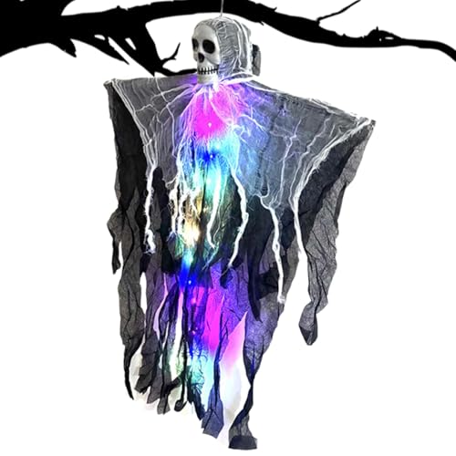 GjnjfdF Halloween Schädel,Grusel Haus Requisite - Leuchtende Fliegende Dekoration Mit Nebel Für Garten Hof Feste Karneval Klassenräume Wand von GjnjfdF