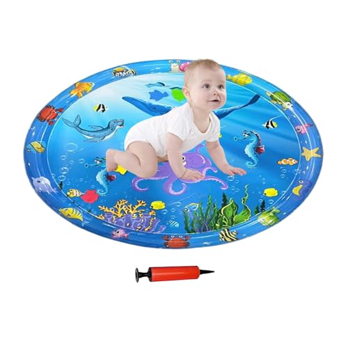 GjnjfdF Haustier Kühlmatte,Kratzfeste Katzenkühlmatte Wassermatte 100x100 cm - Aufblasbare Kühlunterlage Mit Pumpe Für Auto Garten Reisen Drinnen Draußen von GjnjfdF