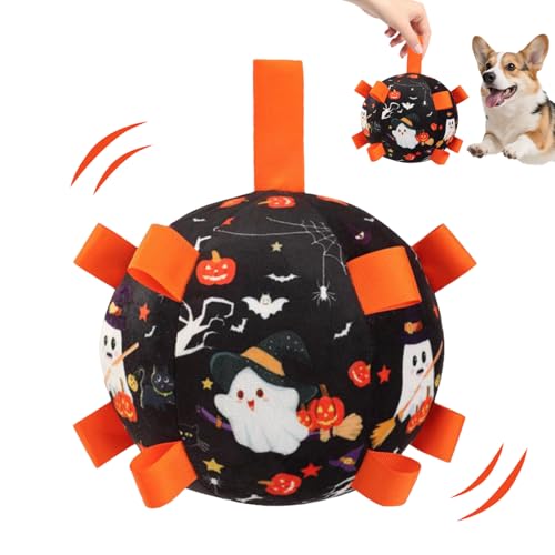 GjnjfdF Hundebälle - Halloween Interaktiver Fußball Für Haustiere,Mit Glockenton Interaktives Hundespielzeug Für Apportieren Jagt Training Bewegung Indoor Outdoor Spiel von GjnjfdF