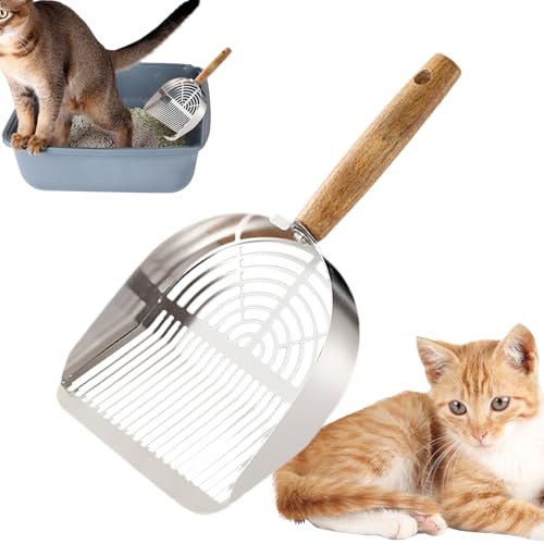 GjnjfdF Katzenstreu Schaufel | Rostfreie Edelstahl-Schaufel Für Katzentoiletten,Robustes Siebwerkzeug Mit Ergonomischem Langgriff Für Haushalt, Innenbereich & Reisen von GjnjfdF