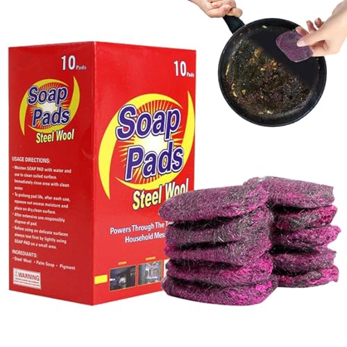 GjnjfdF Stahlwolle Scheuerpad für die Küche - Metall Scheuerreiniger Seifenpads - 10 Stück Schmutzentferner Reinigungstool Für Küche Geschirr Töpfe Glas Garage Schüsseln | Für Kochgeschirr Töpfe GjnjfdF Stahlwolle Scheuerpad für die Küche - Metall Scheuerreiniger Seifenpads - 10 Stück Schmutzentferner Reinigungstool Für Küche Geschirr Töpfe Glas Garage Schüsseln | Für Kochgeschirr Töpfe von GjnjfdF