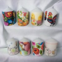 Osterkerze Ostern Geschenk Verpackt Decoupagekerze Stemplino Osterdekoration Osterhase Häschen Huhn Dekoration Elfen Dekor Folk von GkFineArtLovers