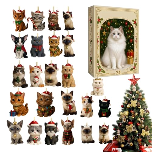 GkgWuxf Adventskalender 2025, 24 Tage Weihnachten, 2D-Acryl, Katzen-Adventsdekoration, dekorativer Countdown-Kalender für Tierliebhaber, Sammler, Kinder, Innenfenster, Außen, Eingangstür GkgWuxf Adventskalender 2025, 24 Tage Weihnachten, 2D-Acryl, Katzen-Adventsdekoration, dekorativer Countdown-Kalender für Tierliebhaber, Sammler, Kinder, Innenfenster, Außen, Eingangstür von GkgWuxf