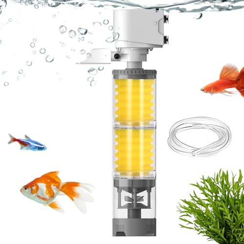 GkgWuxf Fischfilter Für Aquarien - Leistungsstarker Mehrfachfunktions-Filter,Leiser Mehrstufiger Belüfterfilter für Aquarien mit Schildkröten Pflanzen Algen in Süß- und Salzwasserumgebungen von GkgWuxf