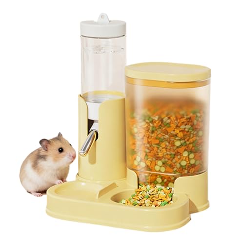 GkgWuxf Hamster Tränke Und Futterspender, Automatische Kleintier Trinkflasche Mit Integriertem Futternapf, Auslaufsichere Trinkwasserflasche Mit Futter Napf Für Kleintiere, Für Wüstenrennmäuse von GkgWuxf
