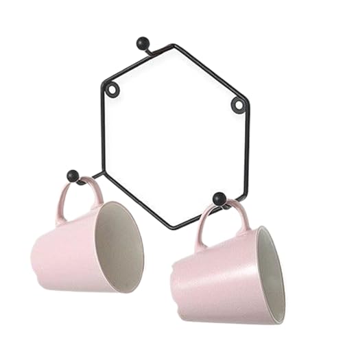 GkgWuxf Kaffeetassen Wandhalterung | Sechseckiger Becherhalter Ausstellungsständer | Metall Haushaltsorganizer Hänger Geschirr Besteck Utensilien Auslage | Für Esszimmer Café Küche Geschirrtücher von GkgWuxf