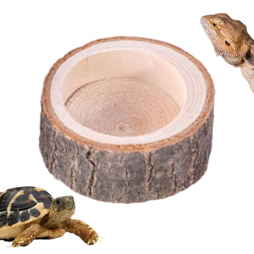 GkgWuxf Schildkröten Futternapf - Reptilien Trinkschale | Naturholz Design Futternapf Als Aquarium Dekoration Und Terrarienzubehör Für Echsen Schlangen Geckos von GkgWuxf