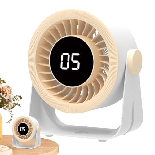 GkgWuxf Schreibtischventilator,Schwenkbare Tischventilatoren Für Das Schlafzimmer | 5 Stufen Tragbar LED Display Wiederaufladbar Für Wohnzimmer Picknick Camping von GkgWuxf