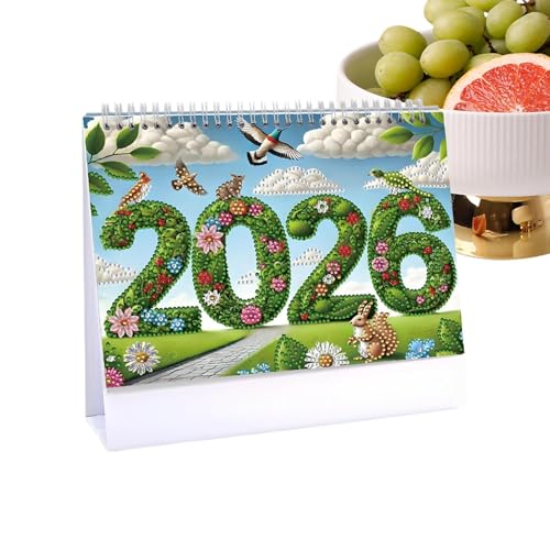 GkgWuxf Strassstein Kunst Kalender 2026,12 Monate Stehkalender | Handgefertigtes Strassstein Bastelset für Tägliche Planung von Aufgaben Terminen Dating für Erwachsene von GkgWuxf