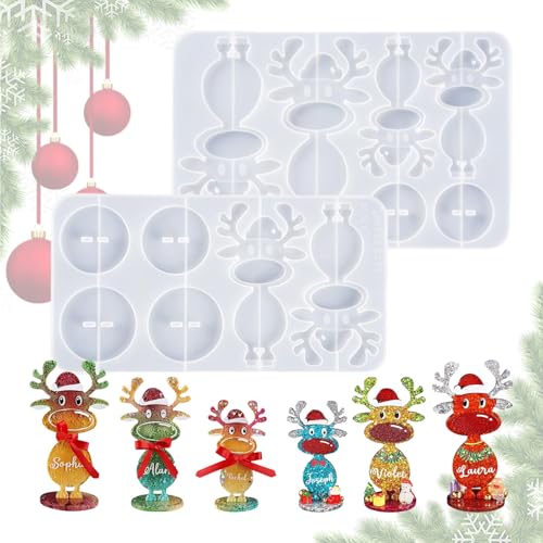 GkgWuxf Weihnachtsformen Aus Resin - Weihnachtsornament Resin Formen,2 Stücke Saisonale Kunsthandwerk Formen Für Festliche Epoxy Guss Ton Polymer Heimdekoration Kreativprojekte von GkgWuxf