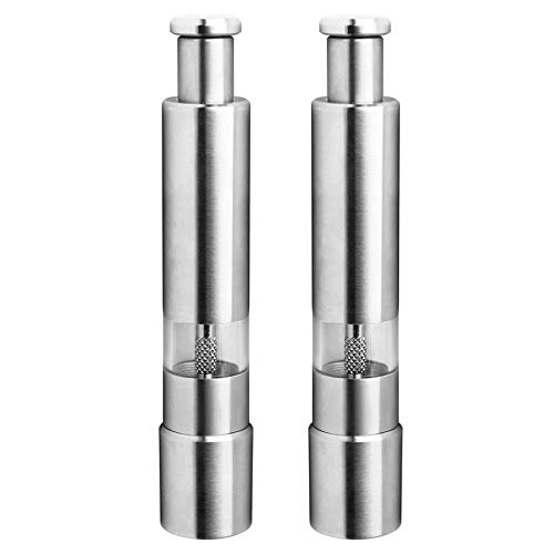 Gkhowiu Salz- und Pfeffer Set, Edelstahl Salz- und Pfeffer Langlebig EIN Hand Bedienung Salz- und Pfeffer von Gkhowiu