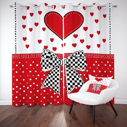 Fliege Kariert Thermovorhang Kälteschutz, Liebe Herz Tupfen Verdunklungsvorhang Wohnzimmer, Gardinen 220 x 140, Schwarz Weiß Buffalo Kariert Vorhang Blickdicht Ösen, Schlafzimmer vorhange 2er Set von Gklnmcx
