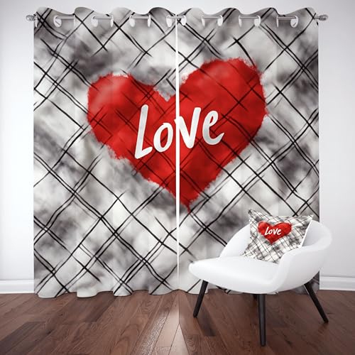 Gklnmcx Liebe Herz Vorhang Für Kinderzimmer, Buffalo Plaid Verdunklungsvorhang 2er Set, Schwarz Weiß Karomuster Gardinen Ösen, Wohnzimmer Schlafzimmer, Blackout Vorhange, 137 x 132, 2er Set Gklnmcx Liebe Herz Vorhang Für Kinderzimmer, Buffalo Plaid Verdunklungsvorhang 2er Set, Schwarz Weiß Karomuster Gardinen Ösen, Wohnzimmer Schlafzimmer, Blackout Vorhange, 137 x 132, 2er Set von Gklnmcx