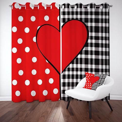 Gklnmcx Liebe Herz Vorhang Für Kinderzimmer, Schwarz Weiß Kariert Verdunklungsvorhang 2er Set, Buffalo Plaid Tupfen Gardinen Ösen, Wohnzimmer Schlafzimmer, Blackout Vorhange, 137 x 132, 2er Set Gklnmcx Liebe Herz Vorhang Für Kinderzimmer, Schwarz Weiß Kariert Verdunklungsvorhang 2er Set, Buffalo Plaid Tupfen Gardinen Ösen, Wohnzimmer Schlafzimmer, Blackout Vorhange, 137 x 132, 2er Set von Gklnmcx
