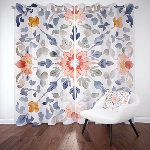 Gklnmcx Mehrfarbig Floral Vorhang Für Kinderzimmer, Aquarell Blumen Verdunklungsvorhang 2er Set, Vintage Geometrie Gardinen Ösen, Wohnzimmer Schlafzimmer, Blackout Vorhange, 137 x 132, 2er Set Gklnmcx Mehrfarbig Floral Vorhang Für Kinderzimmer, Aquarell Blumen Verdunklungsvorhang 2er Set, Vintage Geometrie Gardinen Ösen, Wohnzimmer Schlafzimmer, Blackout Vorhange, 137 x 132, 2er Set von Gklnmcx