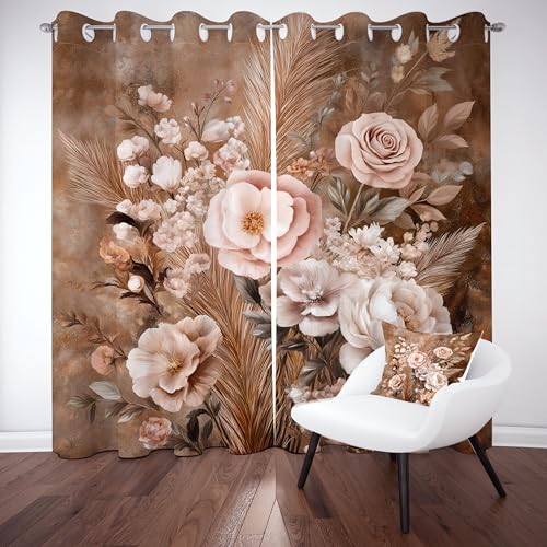 Gklnmcx Mohnblume Rose Vorhang 175 x 140, Floral Vintage Vorhange, Blumen Elegant Gardinen, 2er Set Verdunklungsvorhang Kälteschutz Thermogardine Blickdicht Curtain Ösen Gklnmcx Mohnblume Rose Vorhang 175 x 140, Floral Vintage Vorhange, Blumen Elegant Gardinen, 2er Set Verdunklungsvorhang Kälteschutz Thermogardine Blickdicht Curtain Ösen von Gklnmcx