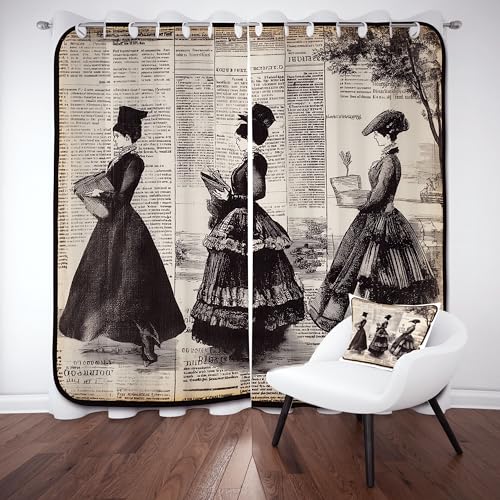 Gklnmcx Retro Alte Zeitung Vorhang Für Kinderzimmer, Elegant Frankreich Stil Verdunklungsvorhang 2er Set, Vintage Antik Gardinen Ösen, Wohnzimmer Schlafzimmer, Blackout Vorhange, 137 x 132, 2er Set Gklnmcx Retro Alte Zeitung Vorhang Für Kinderzimmer, Elegant Frankreich Stil Verdunklungsvorhang 2er Set, Vintage Antik Gardinen Ösen, Wohnzimmer Schlafzimmer, Blackout Vorhange, 137 x 132, 2er Set von Gklnmcx