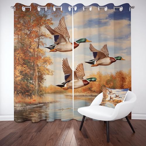 Gklnmcx Tier Ente Vorhang 175 x 140, Herbst Jagd Ländlich Wildente Vorhange, Rustikal Landhausstil Gardinen, 2er Set Verdunklungsvorhang Kälteschutz Thermogardine Blickdicht Curtain Ösen Gklnmcx Tier Ente Vorhang 175 x 140, Herbst Jagd Ländlich Wildente Vorhange, Rustikal Landhausstil Gardinen, 2er Set Verdunklungsvorhang Kälteschutz Thermogardine Blickdicht Curtain Ösen von Gklnmcx