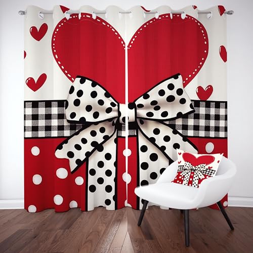 Gklnmcx Tupfen Fliege Thermovorhang Kälteschutz, Buffalo Kariert Verdunklungsvorhang Wohnzimmer, Gardinen 220 x 140, Romantisch Liebe Herz Vorhang Blickdicht Ösen, Schlafzimmer vorhange 2er Set von Gklnmcx