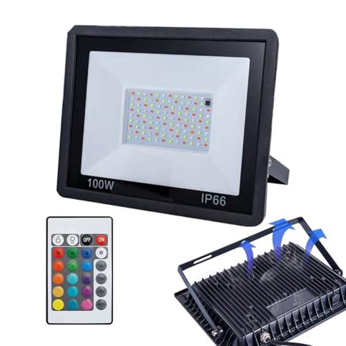 Gkumgwo Flutlicht, Außen LED Strahler, RGB Farbwechsel Flutlicht Mit Fernbedienung Für Terrasse Einfahrt Gartenbereich von Gkumgwo