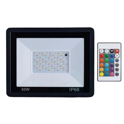 Gkumgwo Flutlicht,Kraftvolles Flutlicht Für Draußen - Wasserdichtes RGB Farbwechsel-Licht Mit Fernbedienung Helligkeitseinstellung Für Terrasse Garten Hof Einfahrt Gkumgwo Flutlicht,Kraftvolles Flutlicht Für Draußen - Wasserdichtes RGB Farbwechsel-Licht Mit Fernbedienung Helligkeitseinstellung Für Terrasse Garten Hof Einfahrt von Gkumgwo