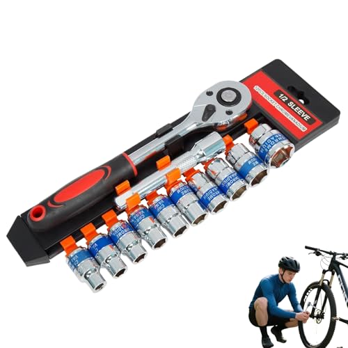 Gkumgwo Set mit Ratschenschlüsseln | 13mm Vierkantantrieb Stecksatz | 12 Teile Antriebswerkzeug Für Haushalt Garage Kfz Motorrad von Gkumgwo