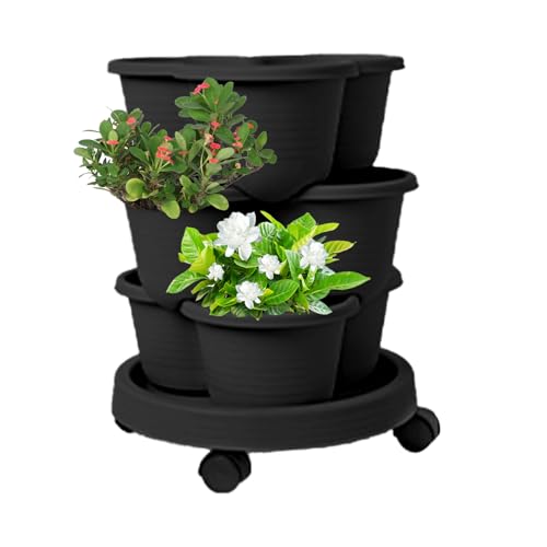 Gkumgwo Stackable Planter, Stapelbarer Pflanzturm Für Garten Und Pflanzen, Blumentöpfe Mit Abnehmbaren Rädern Für Sukkulenten Und Blumen Gkumgwo Stackable Planter, Stapelbarer Pflanzturm Für Garten Und Pflanzen, Blumentöpfe Mit Abnehmbaren Rädern Für Sukkulenten Und Blumen von Gkumgwo