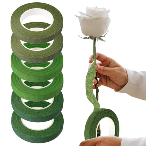 Gkumgwo Straußband,1,27 cm x 164,6 m Floristenband für Kunstblumen | 6 Rollen Bastelwerkzeug für Floristen Hochzeitsdekoration Kunst Blumenarmbänder von Gkumgwo