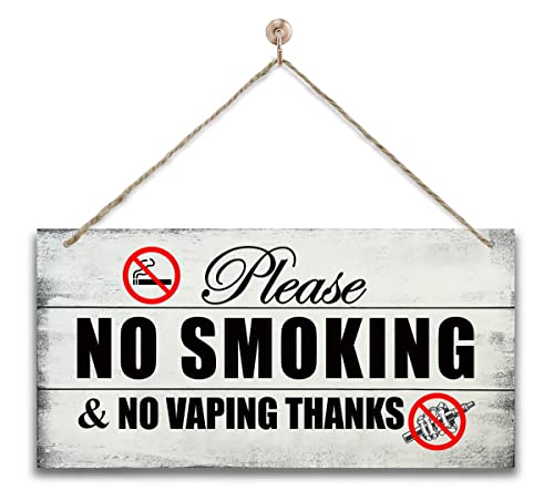 Hanging Please No Smoking & No Vaping Wood Decor Schild, Printed Wood Wall Art Schild, Rules Schild für Mietobjekte, Hanging Visitors Wood Sign Home or Office Decor, Vacation Home Signs Decor von Gkwa
