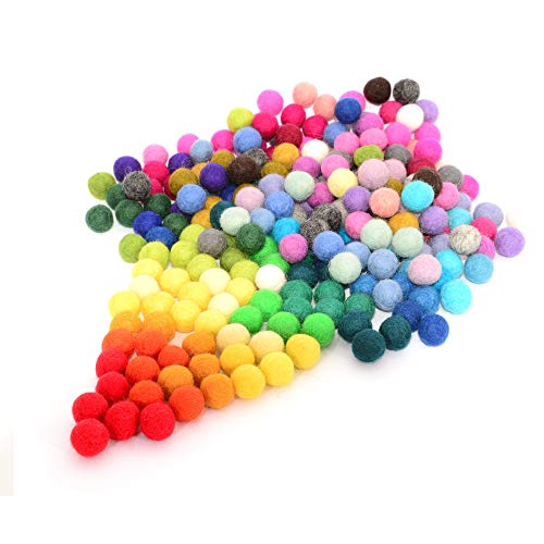 Glaciart One Felt Pom Poms, Filzkugeln (240 Stück) 2,5 Zentimeter - 1 Zoll, handgefertigt, 40 Farben (Rot, Blau, Orange, Gelb, Pastell und mehr), Großhandel, kleine Bällchen für Filzen und Girlanden von Glaciart One