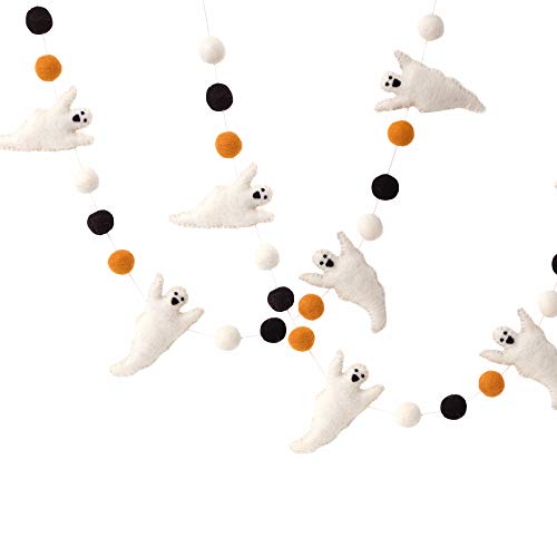 Glaciart One Filzkugeln & Geister-Girlande - Einfache Halloween-Deko - 100% neuseeländische Wolle, handgefilzt in Nepal. 5 Fuß lang, 15 Pom Poms in Weiß, Orange & Schwarz, 4 Geisterornamente. Glaciart One Filzkugeln & Geister-Girlande - Einfache Halloween-Deko - 100% neuseeländische Wolle, handgefilzt in Nepal. 5 Fuß lang, 15 Pom Poms in Weiß, Orange & Schwarz, 4 Geisterornamente. von Glaciart One