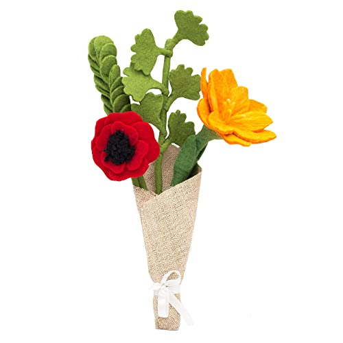 Glaciart One Künstlicher Blumenstrauß aus Filz, wiederverwendbar, waschbar und für ätherische Öle, mehrfarbig, ideal als Geschenk und als Dekoration für Zuhause oder Veranstaltungen, 4 Stück von Glaciart One